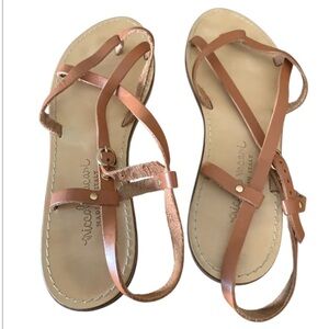 Italian Designer Leather Tan Strappy Sandals